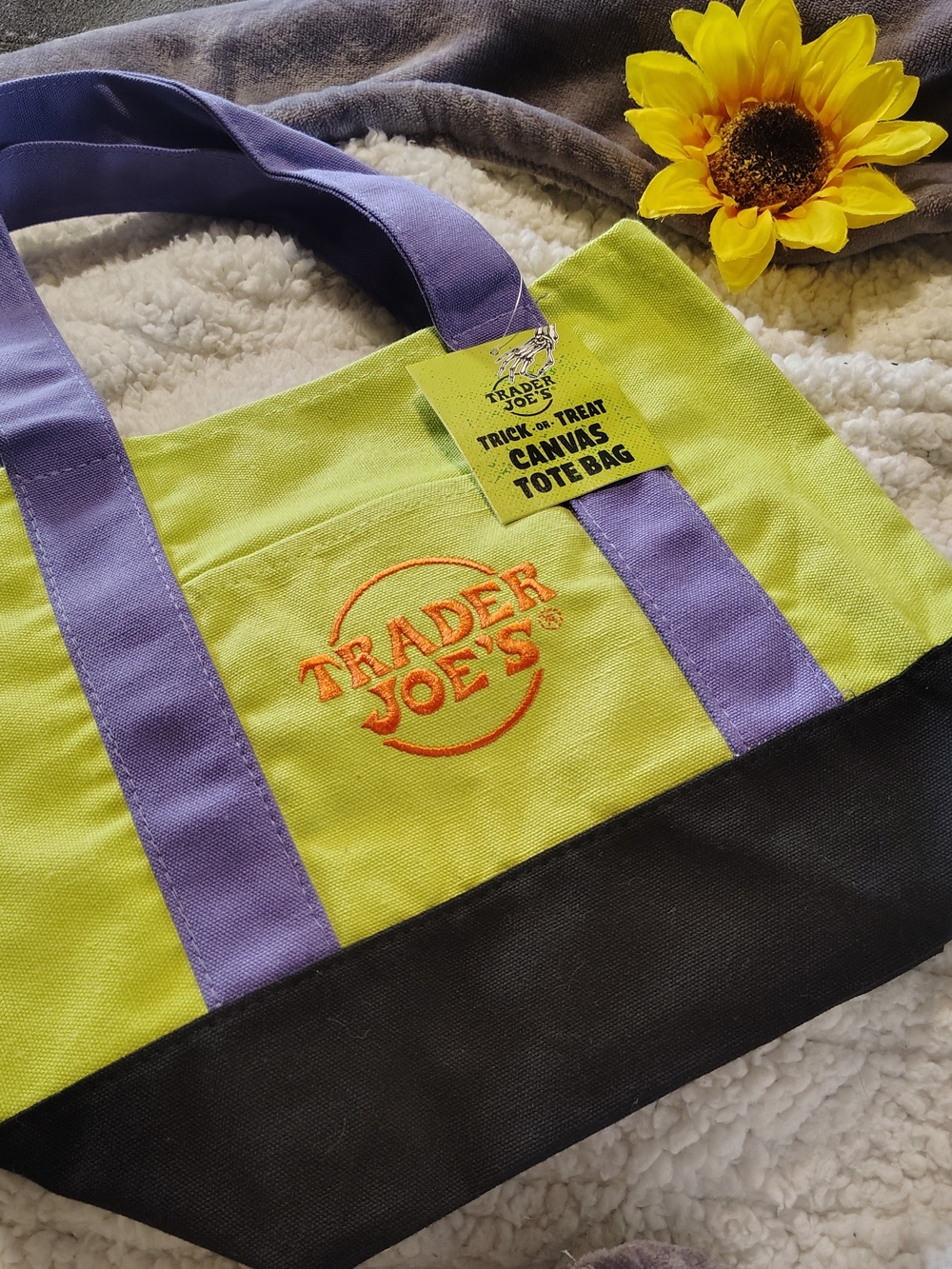 NWT 2026 Trader Joe’s Halloween Mini Canvas tote bag, Green Tote
